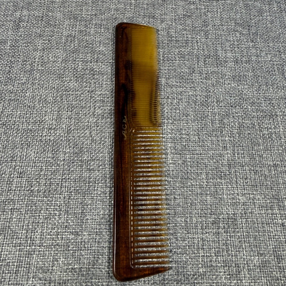 VTG Ace Pocket Comb 7.5in Brown Hard Tortoise Shell Barber Aesthetic Made In USA